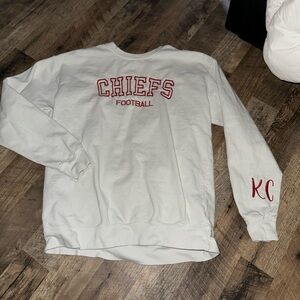 Comfort Colors White Chiefs Football Crewneck Sweater